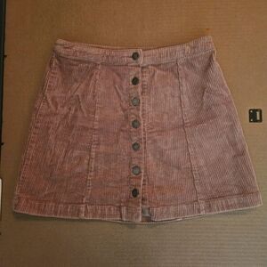 Pink Corduroy Mini Skirt